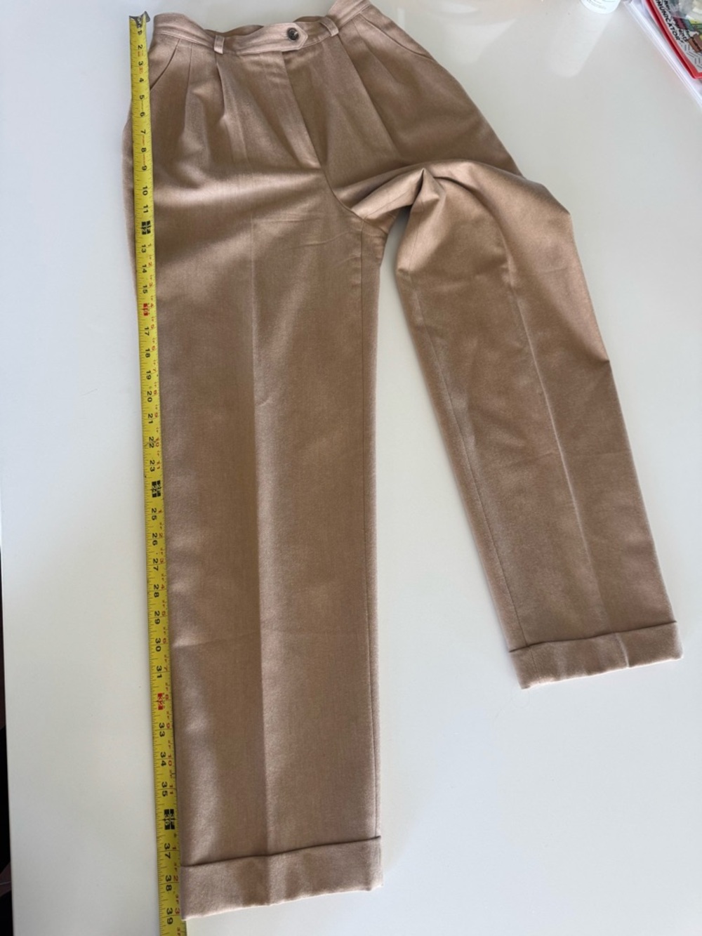 Woman’s Wool Pleated Tan Dress Pants - Picture 4 of 6